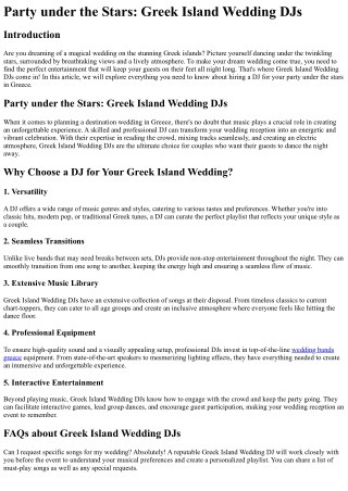 Party under the Stars Greek Island Wedding DJs