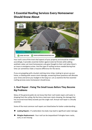 5 Essential Roofing Services Every Homeowner Should Know About