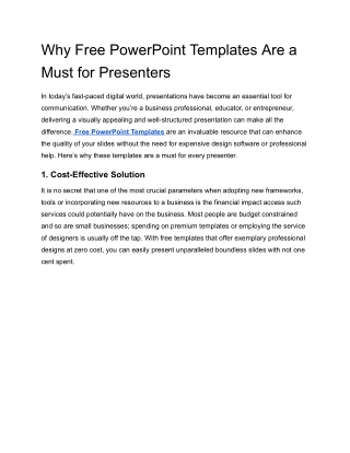Why Free PowerPoint Templates Are a Must for Presenters