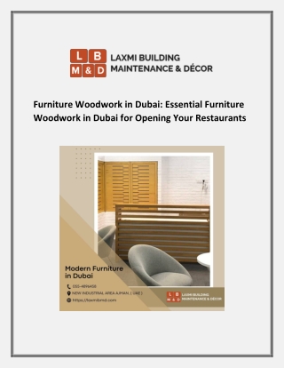 Furniture Woodwork in Dubai Essential Furniture Woodwork in Dubai for Opening Your Restaurants