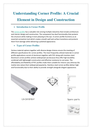 Understanding Corner Profile A Crucial Element in Design and Construction