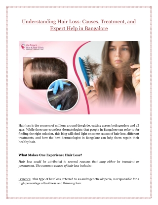 Understanding Hair Loss: Causes, Treatment, and Expert Help in Bangalore