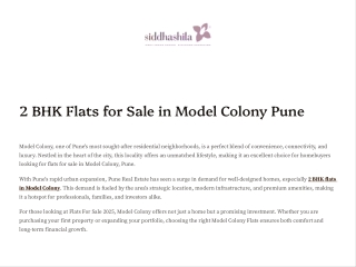 2 BHK Flats for Sale in Model Colony, Pune – Siddhashila Groups