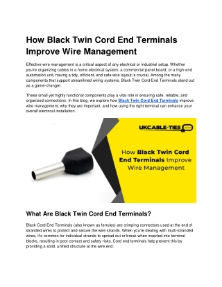 How Black Twin Cord End Terminals Improve Wire Management