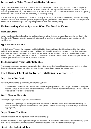 The Ultimate Checklist for Gutter Installation in Vernon, BC