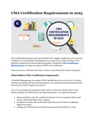 CMA Certification Requirements in 2025