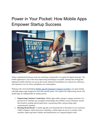 Power in Your Pocket: How Mobile Apps Empower Startup Success!