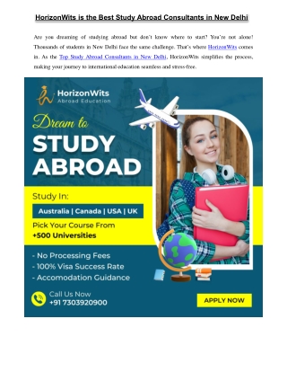 Best Study Abroad Consultants in New Delhi- HorizonWits