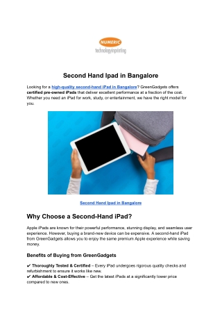 Second Hand Ipad in Bangalore