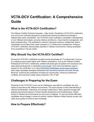 VCTA-DCV Certification_ A Comprehensive Guide