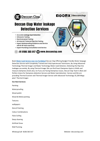 Water Leakage Detection Service near me Faridhabad