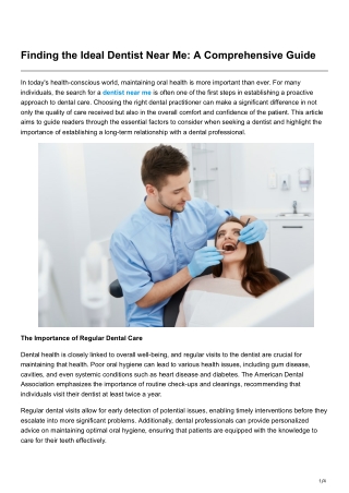 Finding the Ideal Dentist Near Me A Comprehensive Guide