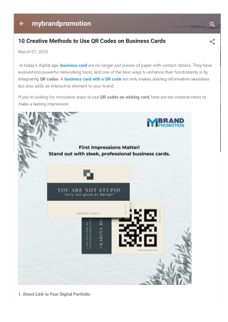 Business card- 10 Creative Methods to Use QR Codes on Business Cards