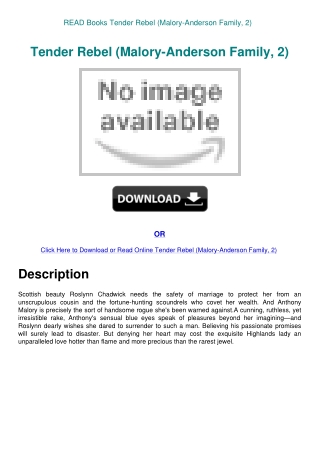 READ Books Tender Rebel (Malory-Anderson Family  2)