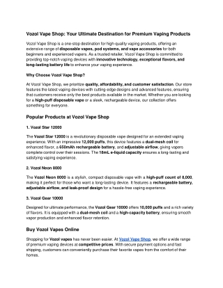 Vozol Vape Shop