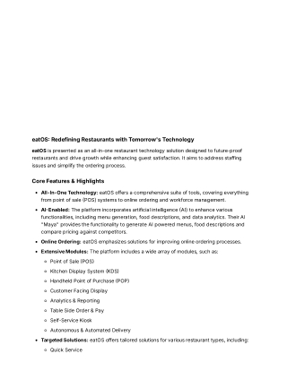 Comprehensive solution for modern restaurant management