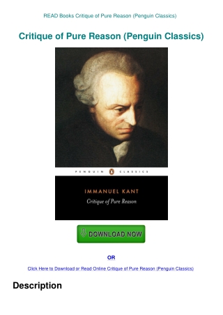 READ Books Critique of Pure Reason (Penguin Classics)
