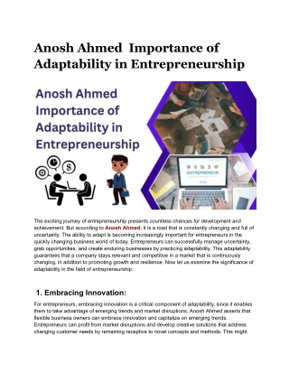 Anosh Ahmed The Power of Adaptability in Business