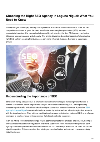 Choosing the Right SEO Agency in Laguna Niguel What You Need to Know