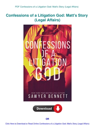 PDF Confessions of a Litigation God Matt's Story (Legal Affairs)