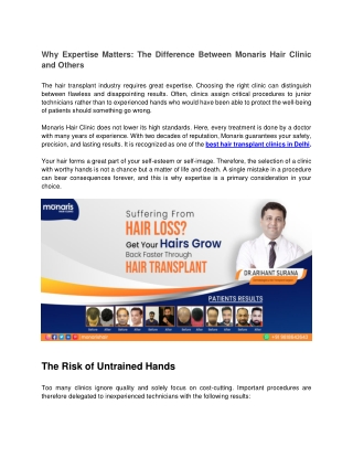 Why Expertise Matters The Difference Between Monaris Hair & Skin Clinic & Others