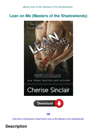 eBook Lean on Me (Masters of the Shadowlands)