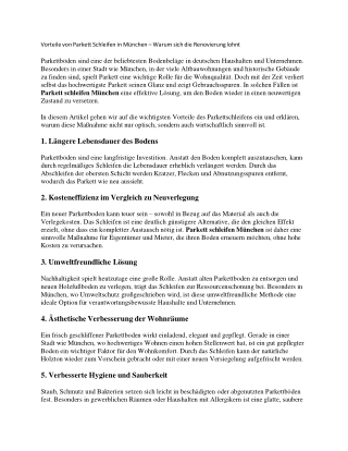 Parkettschleifen und Fußbodenheizung – Wichtige Hinweise für Münchener Häuse