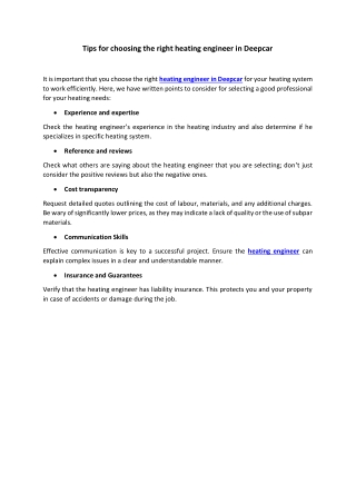 Tips for choosing the right heating engineer in Deepcar