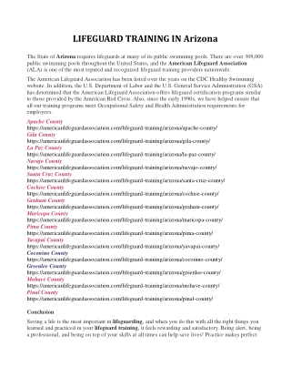 Lifeguard training in arizona