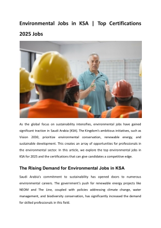 Environmental Jobs in KSA _ Top Certifications 2025 Jobs
