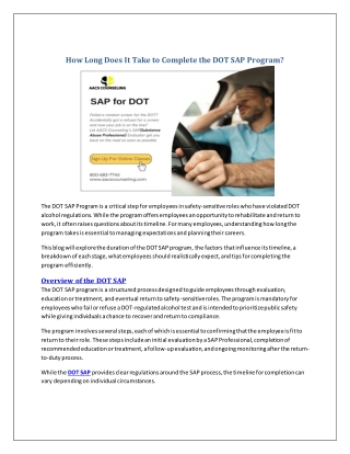How Long Does It Take to Complete the DOT SAP Program