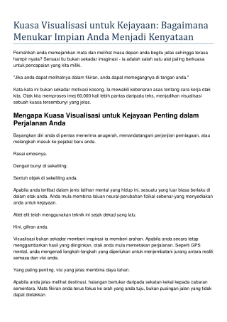 Kuasa Visualisasi untuk Kejayaan