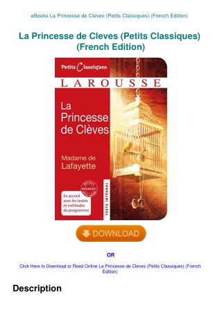 eBooks La Princesse de Cleves (Petits Classiques) (French Edition)