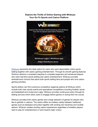 Explore the Thrills of Online Gaming with WinBuzz_