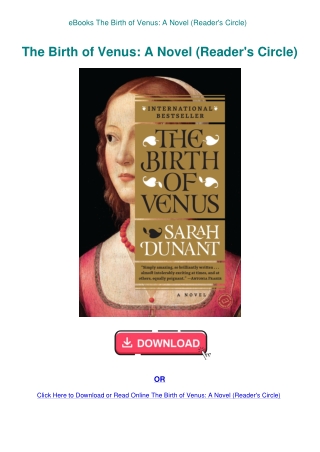 eBooks The Birth of Venus A Novel (Reader's Circle)
