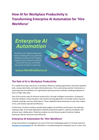How AI for Workplace Productivity is Transforming Enterprise AI Automation for 'Hire Workforce'