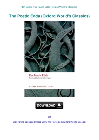PDF Books The Poetic Edda (Oxford World's Classics)