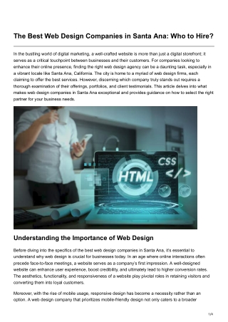 The Best Web Design Companies in Santa Ana Who to Hire
