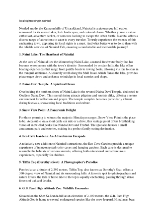 Himachal Car Rental Service - Nainital Cab