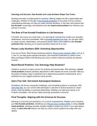 Astrology and Success_ How Kundali and Lucky Numbers Shape Your Future