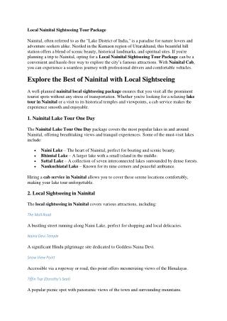 Top Benefits of Hiring Uttarakhand Taxi Service for Your Next Trip - Nainital Ca