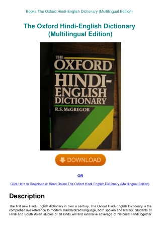 Books The Oxford Hindi-English Dictionary (Multilingual Edition)