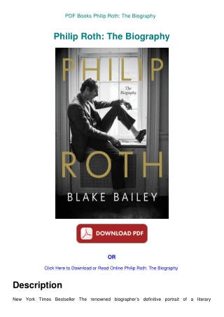PDF Books Philip Roth The Biography