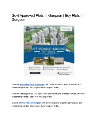 Govt Approved Plots in Gurgaon | Buy Plots in Gurgaon