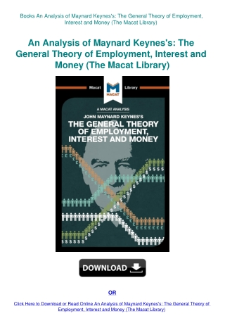 Books An Analysis of Maynard Keynes's The General Theory of Employment  Interest and Money (The Maca