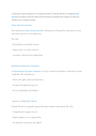 QStudy World Your Trusted Partner for Studying Abroad