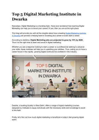 Digital Marketing Institute in Dwarka