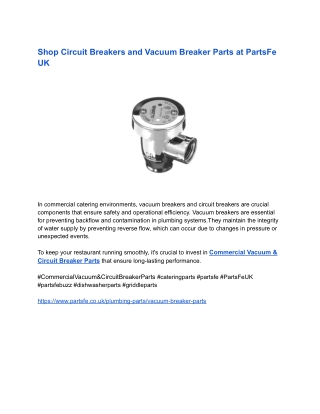 Shop Circuit Breakers and Vacuum Breaker Parts at PartsFe UK