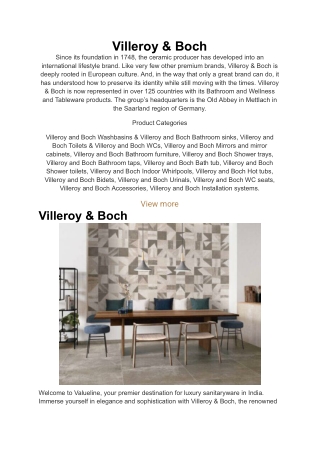 Villeroy & Boch sanitaryware in  Hyderabad | Valueline