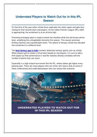 Underrated Players to Watch Out for in this IPL Season